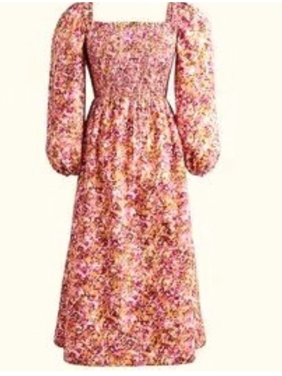 J. Crew Dresses & Skirts - J. Crew Smocked Puff Sleeves Pink and Orange Floral dress